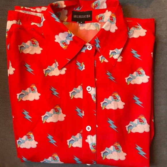 Red button down with Fun Print - Picture 1 of 3